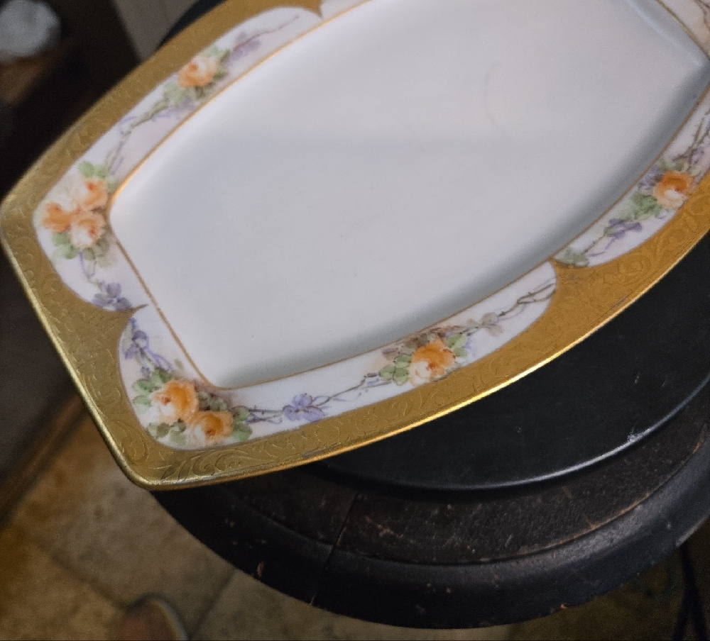 Antique Rosenthal Gold Trim Floral Porcelain Serving Platter - Picture 3 of 11